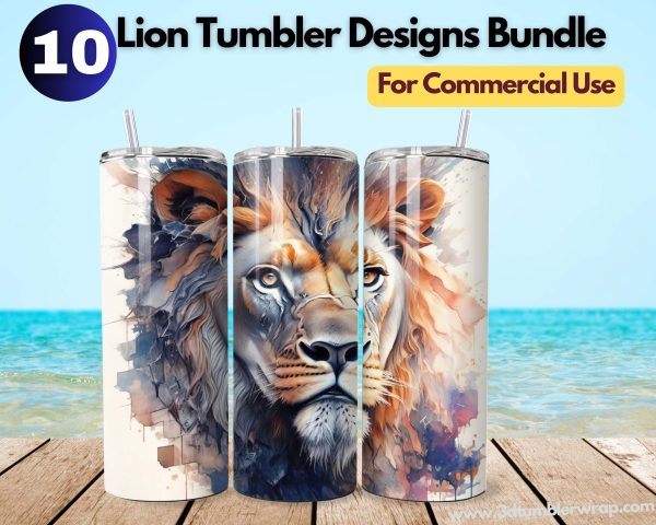 3d lion tumbler wrap designs for commercial use