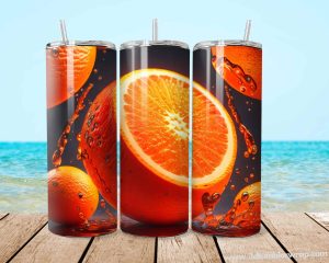 Orange Tumbler Wrap Designs for Commercial Use 20 Oz Skinny 3D Orange Tumbler Wrap Sublimation