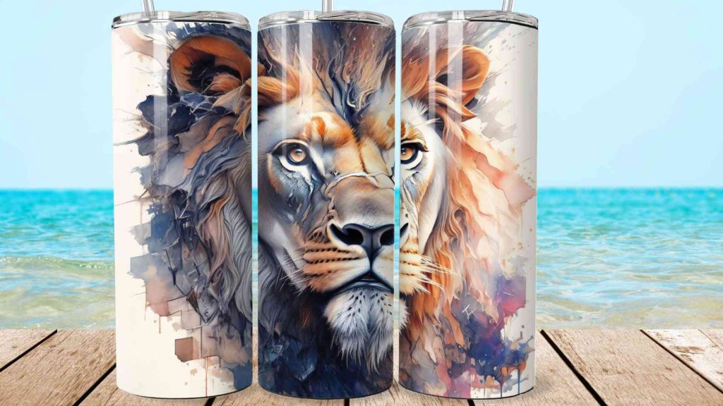 3d tumbler wrap lion